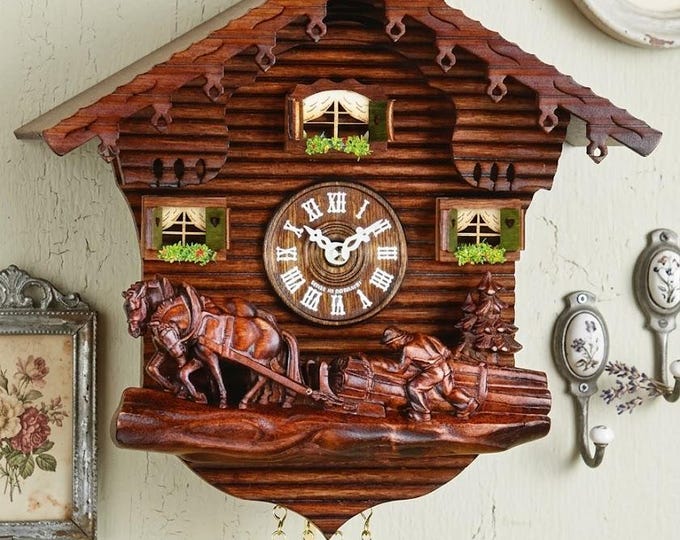 Alpine chalet style cuckoo clock, 20 cm (7.87 inch) handmade in Italy