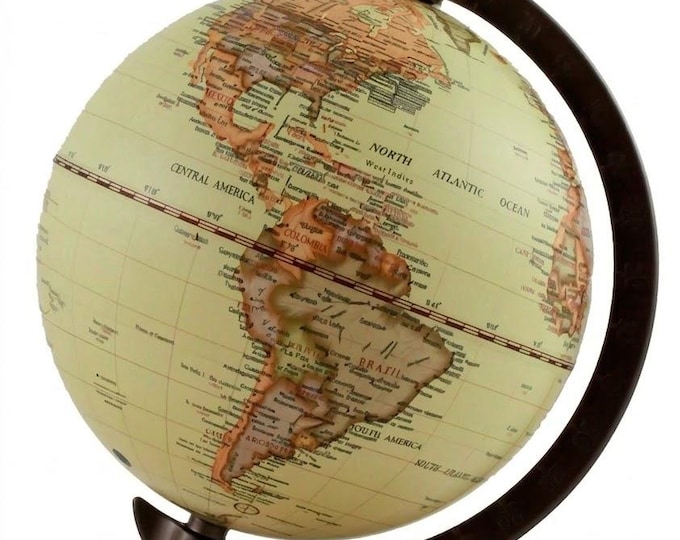 World Map, Modern Globe with Wooden Base, Height 22 cm (11.81 inch), Handcrafted, Made in Italy