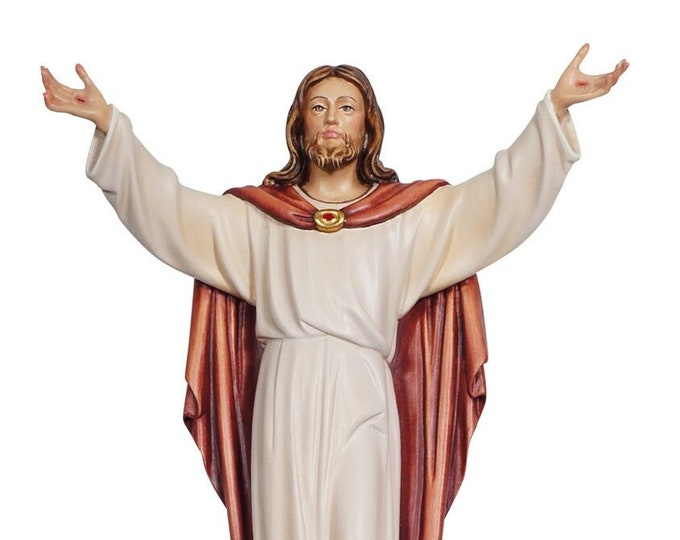 Statue of the risen Jesus Christ, carved in Valgardena wood and hand-decorated, of Italian artisan production