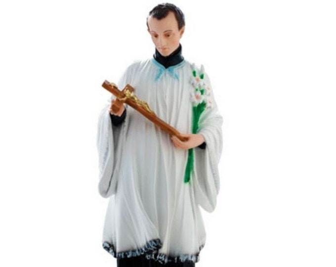Statue of St. Aloysius Gonzaga cm 60 (23,62 inches) hand-decorated resin marble, painted or glass eyes, of Italian craftsmanship