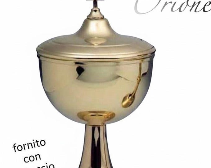 Liturgical ciborium for Eucharistic celebration made of silver plated 20 cm (7.87 inches) of Italian artisan production