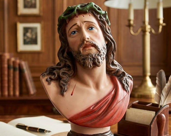 Statue of Jesus bust Ecce Homo cm 30 (11.81 inches) in hand-decorated resin, Italian artisan production