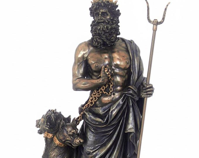 Classical sculpture of Hades Pluto God of the Underworld, 28 cm (11.02 inches) in bronzed resin marble, handcrafted, made in Italy