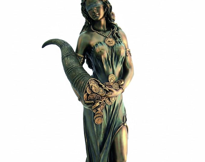 Classical sculpture of the Goddess of Fortune, 72 cm (28.34 inches) in bronzed resin marble, handcrafted, made in Italy
