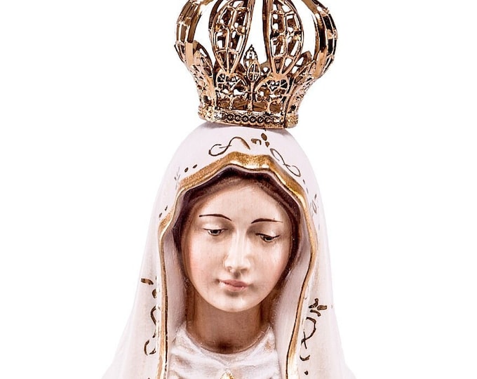 Statue of Our Lady of Fatima carved in Valgardena wood and decorated by hand, of Italian artisan production, various sizes