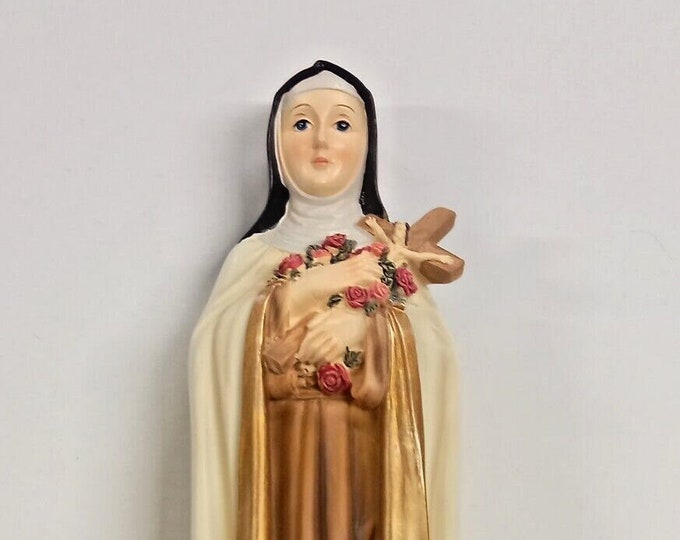 Statue of Saint Teresa 30 cm (11.81 inches) in hand-decorated resin, artisanal production, for indoors and outdoors