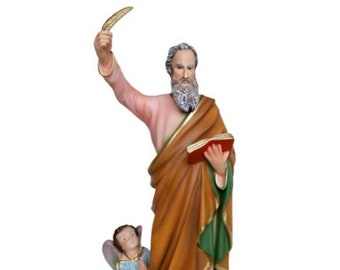 Statue of Saint Matthew the Evangelist cm 40 (15.74 inches) in hand-decorated resin, handcrafted in Italy