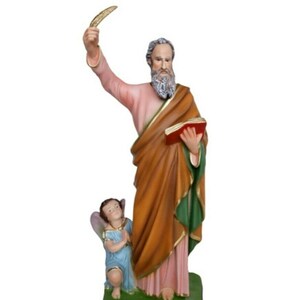 Statue of Saint Matthew the Evangelist cm 40 (15.74 inches) in hand-decorated resin, handcrafted in Italy