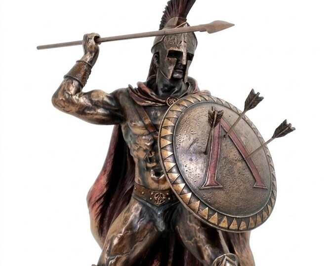 Classical sculpture of Leonidas, Greek hero, 32 cm (12.59 inches) in bronzed resin marble, handcrafted, made in Italy