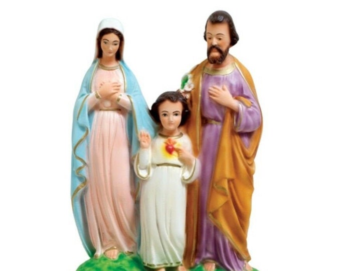 Statue of the Holy Family cm 30 (11.81 inches) in hand-decorated full resin marble of Italian craftsmanship