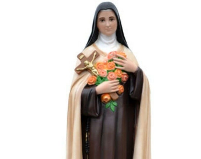 Statue of Saint Teresa cm 60 (23.62 inches) in marble resin decorated by hand, painted or glass eyes, handcrafted in Italy