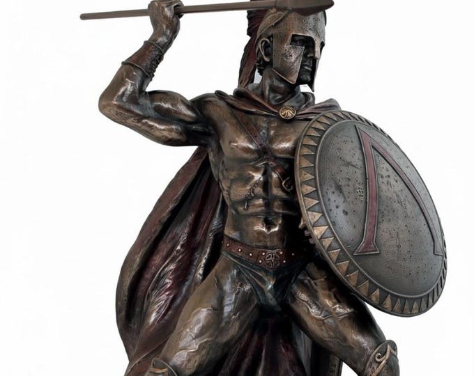 Classical sculpture of Leonidas, Greek hero, 52 cm (20.47 inches) in bronzed resin marble, handcrafted, made in Italy