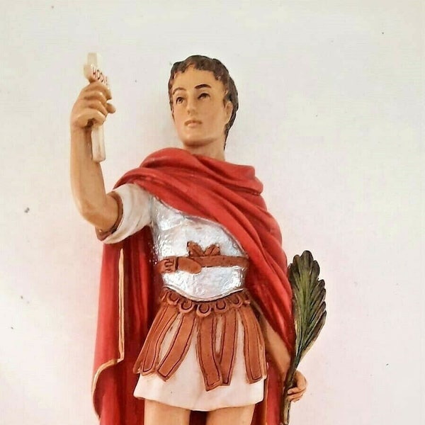Standbeeld van Sant' Espedito 30 cm (11,81 inch) in met de hand versierd vol harsmarmer, Italiaanse ambachtelijke productie