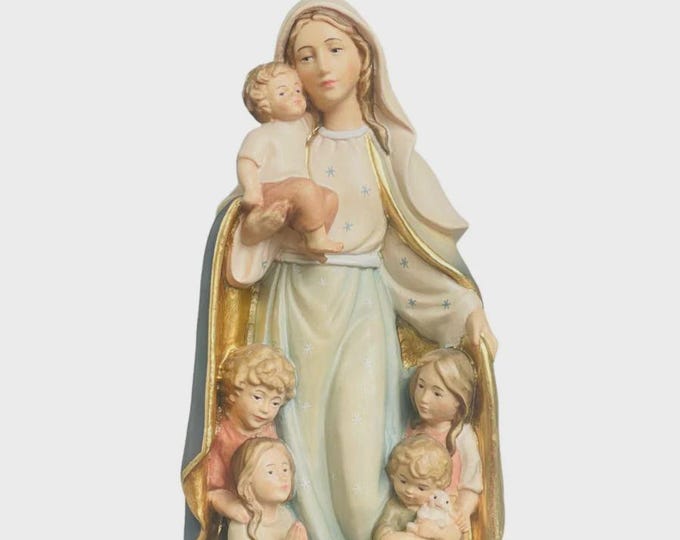 Statue of Our Lady of Protection carved in Valgardena wood, hand-decorated, Italian artisan production, various sizes