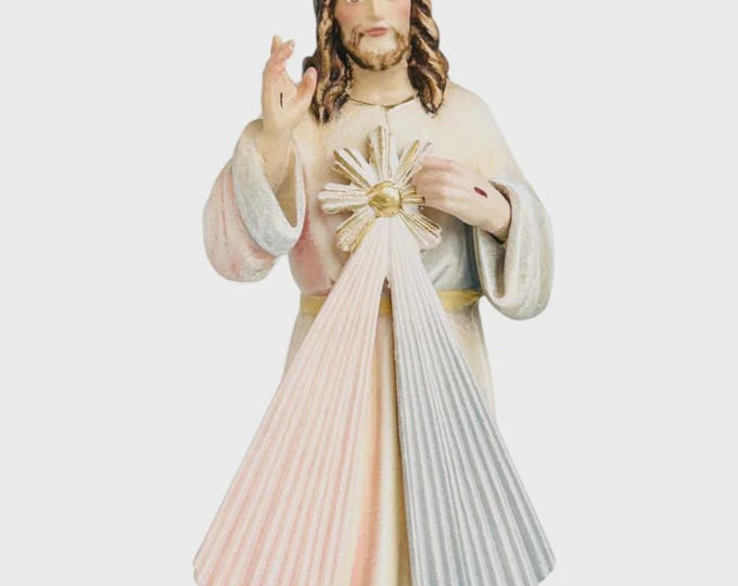 Statue of Merciful Jesus carved in Valgardena wood, hand-decorated, Italian artisan production, various sizes