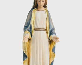 Statue of the Miraculous Madonna carved in Valgardena wood and hand-decorated, Italian artisan production, various sizes