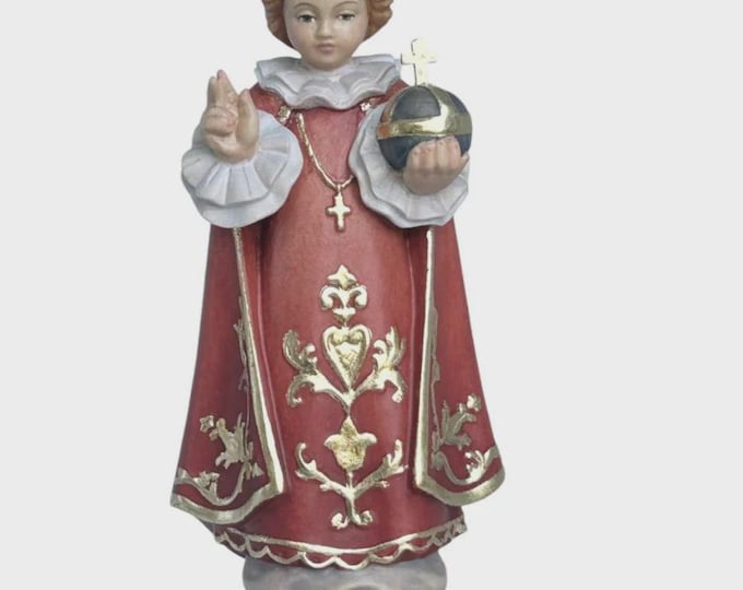 Statue of the Infant of Prague, Saint Nino, carved in Valgardena wood, hand-decorated, Italian artisan production, various sizes