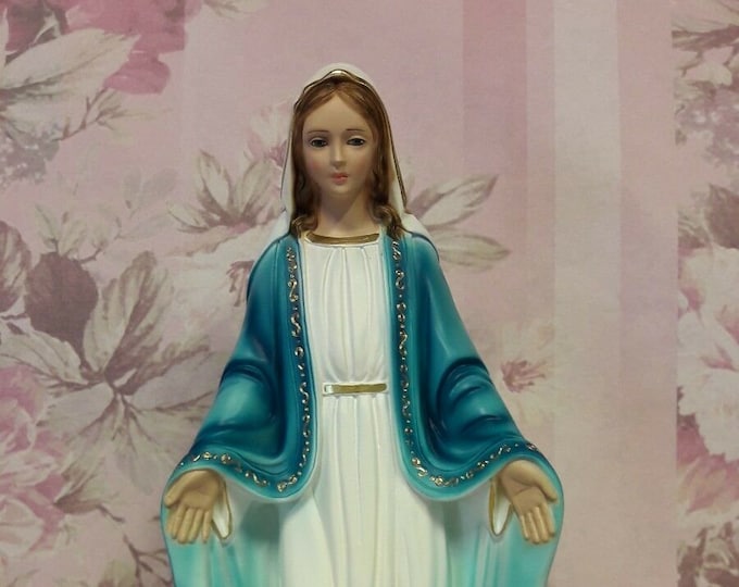 Statue of the Miraculous Madonna 43 cm (16.92 inches) in hand-decorated plaster of Italian artisan production