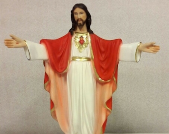 Sacred Heart Jesus statue cm 30 (11,81 inches) in hand decorated resin of Italian artisan production
