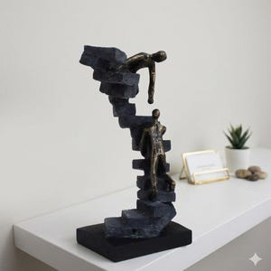 Classic sculpture Altruism, 23 cm (9.05 inches) in bronzed resin marble, handcrafted