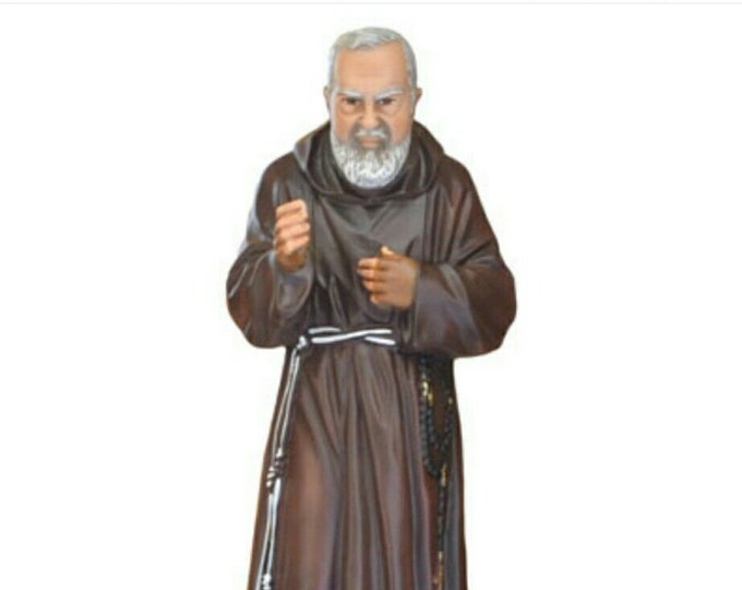 Statue of Saint Padre Pio of Pietrelcina cm 48 (18.89 inches) in marble resin hand decorated, Italian artisan production