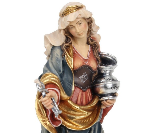 Statue of Sant' Apollonia carved in wood from Val Gardena and hand decorated of Italian artisan production