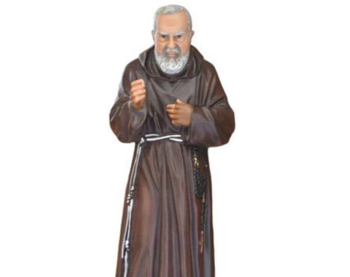 Statue of Saint Padre Pio of Pietrelcina 60 cm (23.62 inches) in hand-decorated resin, painted or glass eyes, Italian production