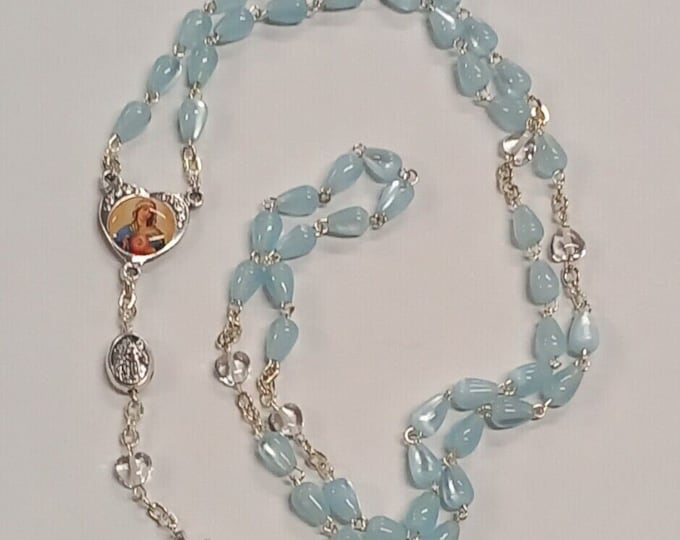 Rosary of the Sacred Heart of Mary with recitation booklet, cm 46 (18.11 inches) of Italian artisan production