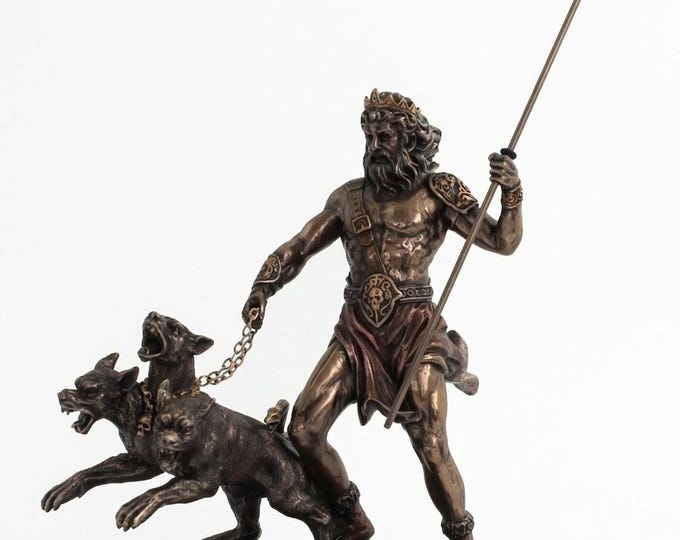 Classic sculpture of Pluto Hades God of the Underworld, 23 cm (9.05 inches) in bronzed resin marble, handcrafted, made in Italy