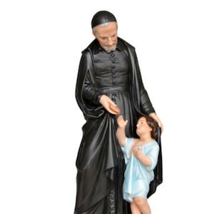 Statue de Saint Vincent de Paul cm 60 (23,62 pouces) en résine de marbre décorée à la main, production artisanale italienne