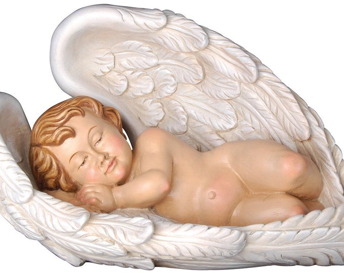 Angel of protection, carved in Valgardena wood and hand-decorated, of Italian artisan production