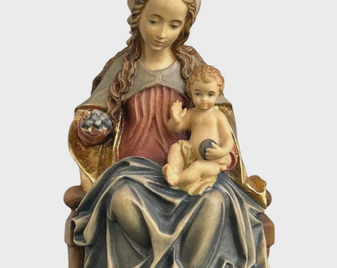 Statue of the Madonna del Lume carved in Valgardena wood and hand-decorated, Italian artisan production, various sizes