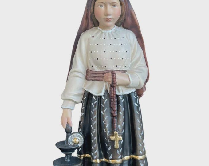 Statue of Saint Jacinta of Fatima carved in Valgardena wood and hand-decorated, Italian artisan production, various sizes