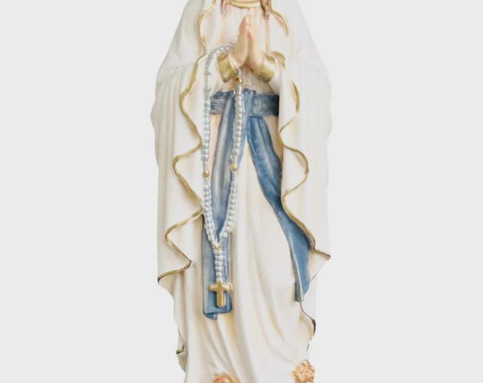 Statue of Our Lady of Lourdes carved in Valgardena wood and hand-decorated, Italian artisan production, various sizes
