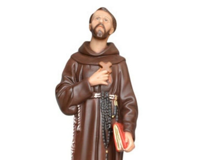 Statue of St. Francis of Assisi cm 40 (15.74 inches) in hand-decorated full resin marble of Italian craftsmanship