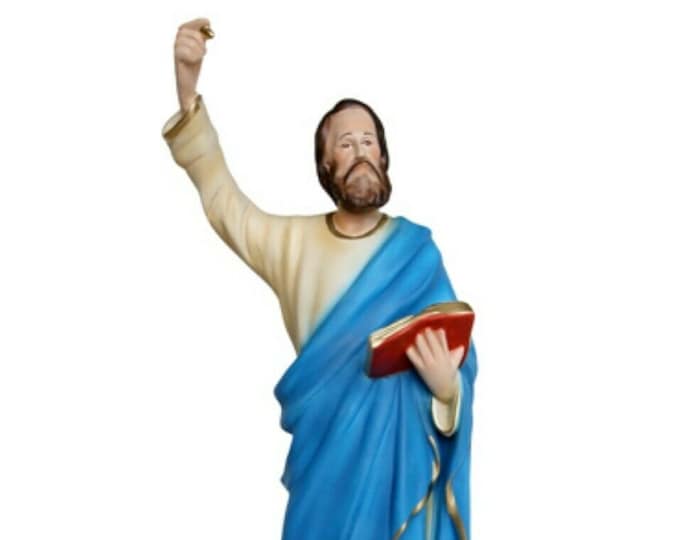 Statue of St. Mark the Evangelist cm 40 (15.74 inches) in hand-decorated resin of Italian craftsmanship