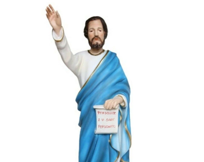 Statue of St. Luke the Evangelista cm 40 (15.74 inches) in hand-decorated resin of Italian craftsmanship