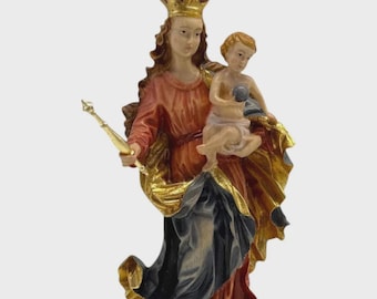 Statue of the Madonna of Bavaria carved in Valgardena wood and hand-decorated, Italian artisan production, various sizes