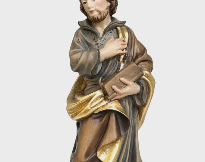 Statue of Saint Joseph the Worker carved in Valgardena wood, hand-decorated, Italian artisan production, various sizes