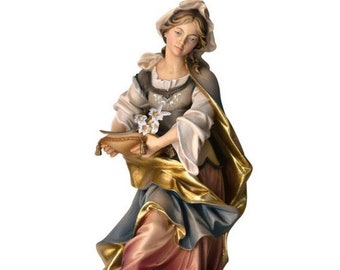Statue of Saint Lucia carved in Val Gardena wood and hand decorated of Italian artisan production