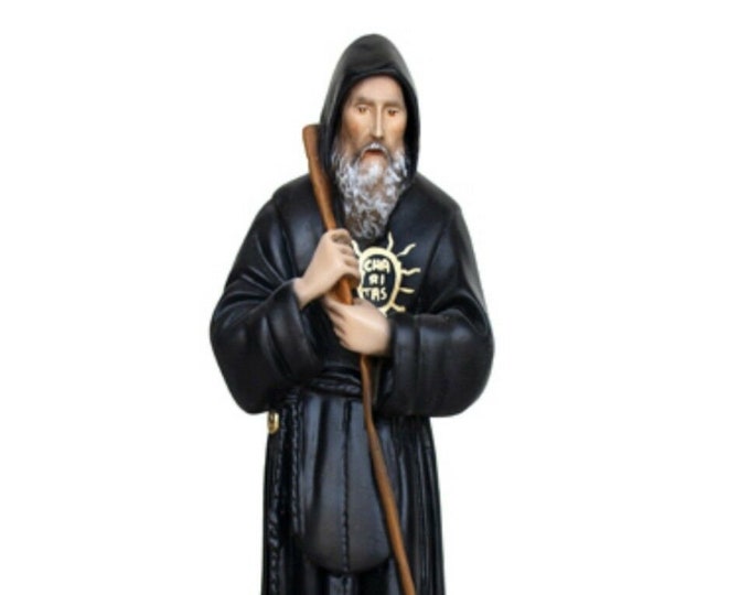Statue of Saint Francis of Paola cm 28 (11.02 inches) in marble resin hand decorated of Italian artisan production
