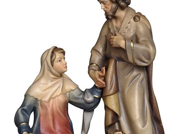 Nativity scene carved in Valgardena wood and hand-decorated, Holy Family, various sizes, Italian artisan production