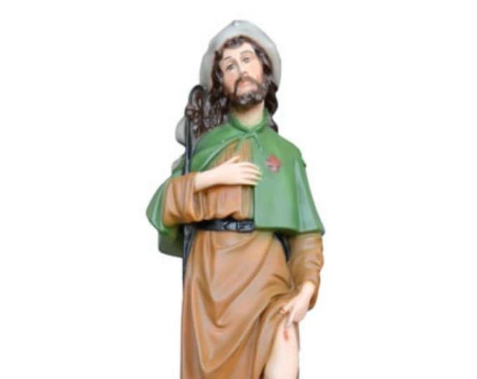 Statue of Saint Roch of Montpellier cm 45 (17,71 inches) in hand-decorated resin marble of Italian craftsmanship