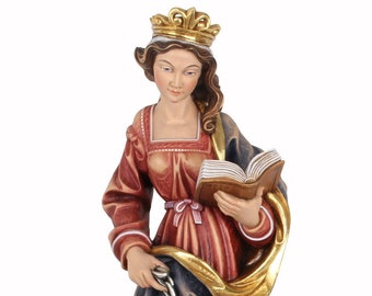 Statue of Santa Giuliana carved in Valgardena wood and hand-decorated, of Italian artisan production