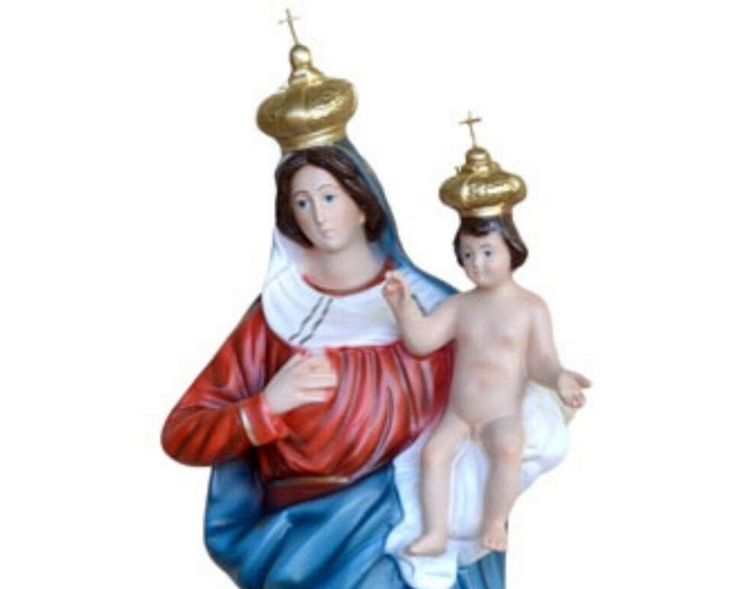 Statue of the Madonna delle Grazie cm 65(25,59 inches) in hand-decorated resin painted eyes or in glass, of Italian craftsmanship