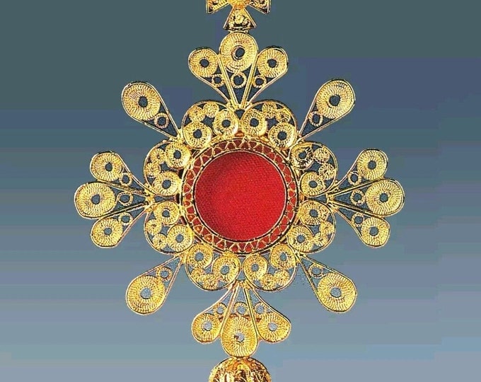 Reliquary in silver filigree 800‰ cm 12 (4,72 inches) of Italian artisan production