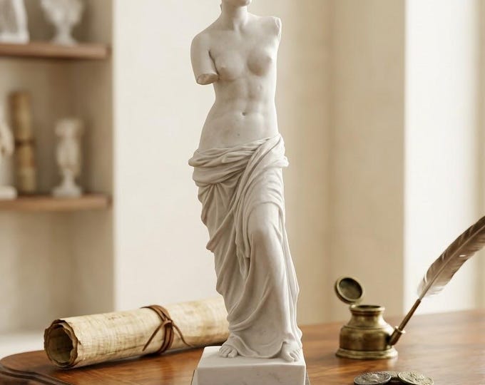 Classical sculpture "Venus de Milo", 41 cm (16.14 inches) in alabaster powder, marble base, handcrafted, made in Italy