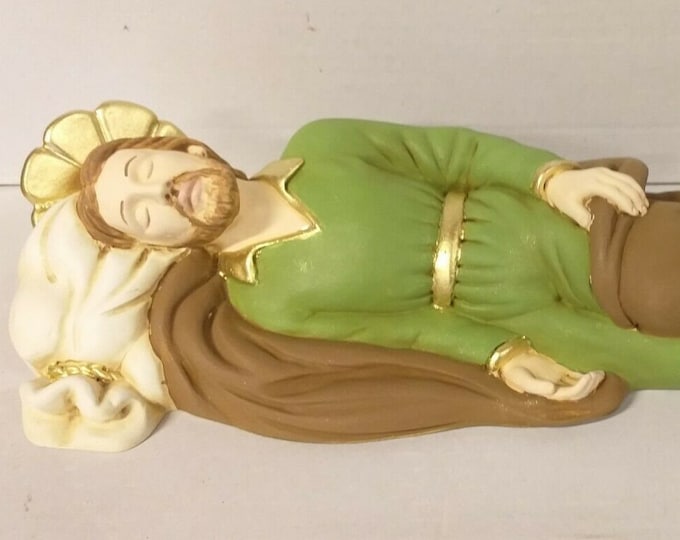 Statue of St. Joseph dormant cm 37 of Pope Francis in decorated resin marble love of Italian craftsmanship