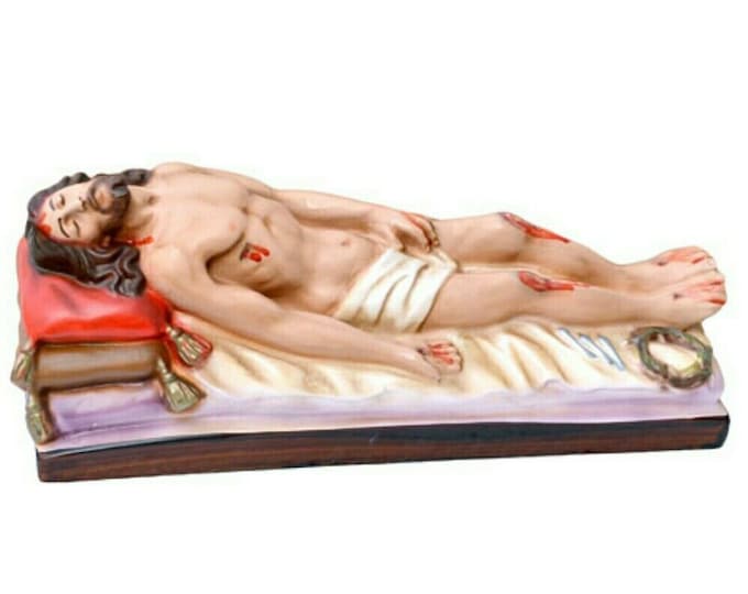 Statue of dead Jesus 27 x 8 x 10 cm (10.62 x 3.14 x 3.93 inches) in hand-decorated resin, Italian artisan production