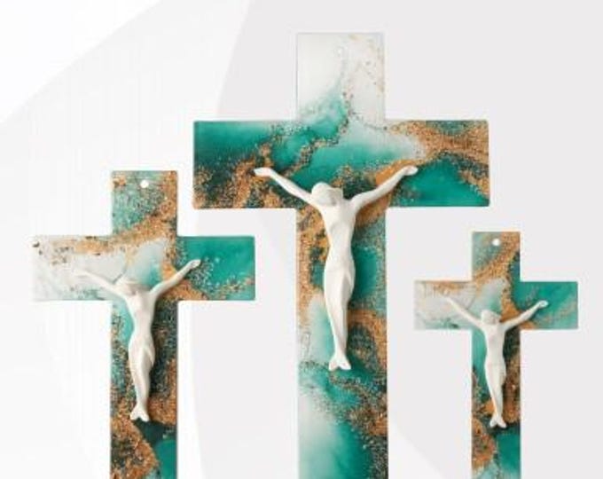 Crucifix made of Murano glass, handcrafted in Italy, various sizes available